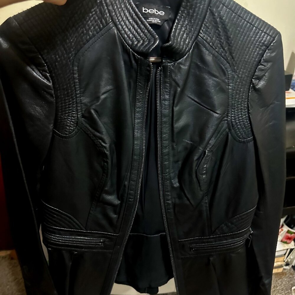 🖤 Bebe Black Leather Jacket – Size XS